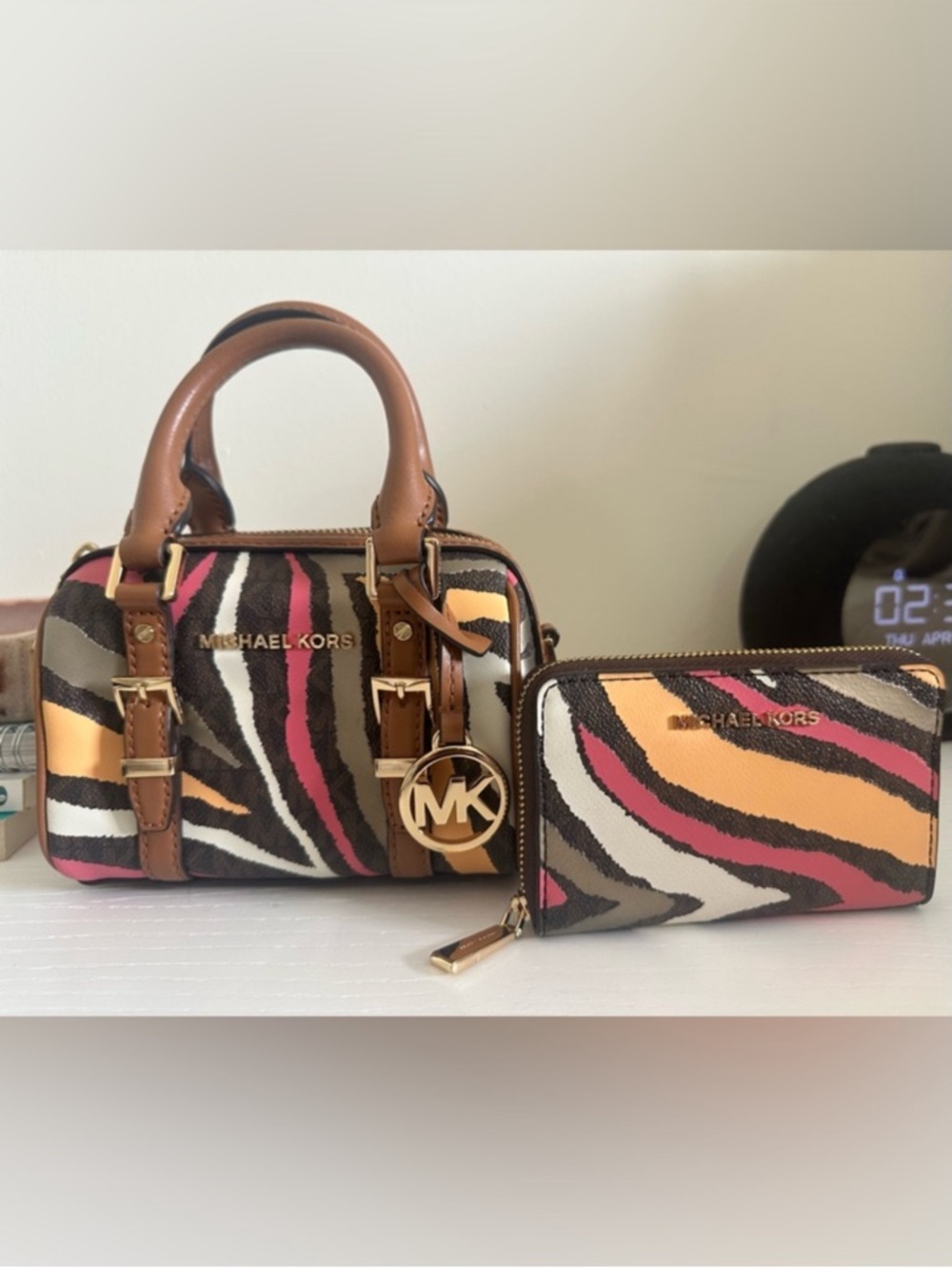 Michael Kors Multicolor Zebra-Print Mini Satchel and Wallet